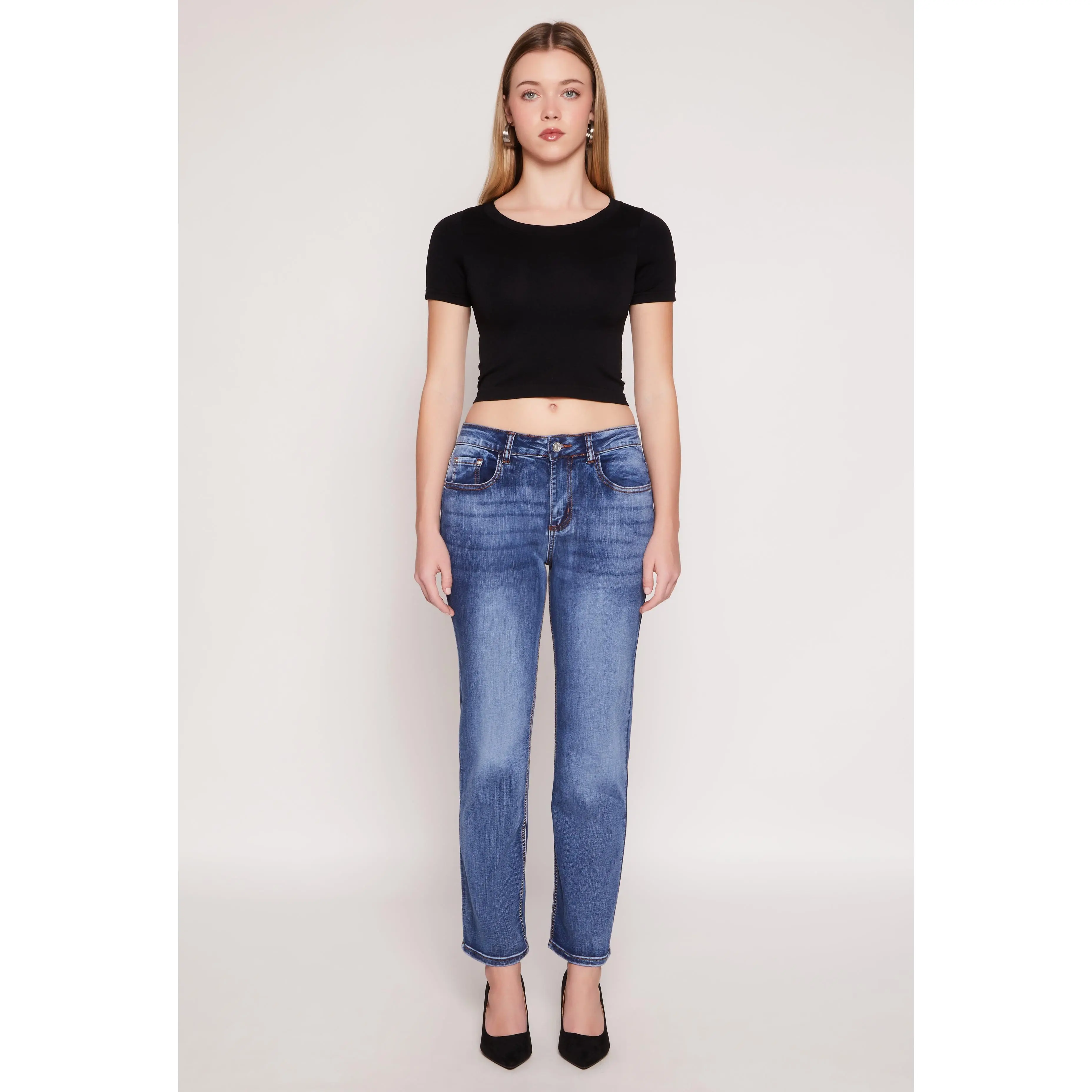 WAX Straight Leg Whiskered Jeans