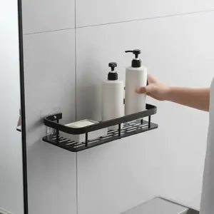 Wall-mounted shower shelf, large capacity, no-drill installation, floating shelf for bathroom and kitchen, space-saving, easy to install, for storing toiletries, cosmetics, organizing shower essentials, Bathroom Organizer, Bathroom Organizing Accessories