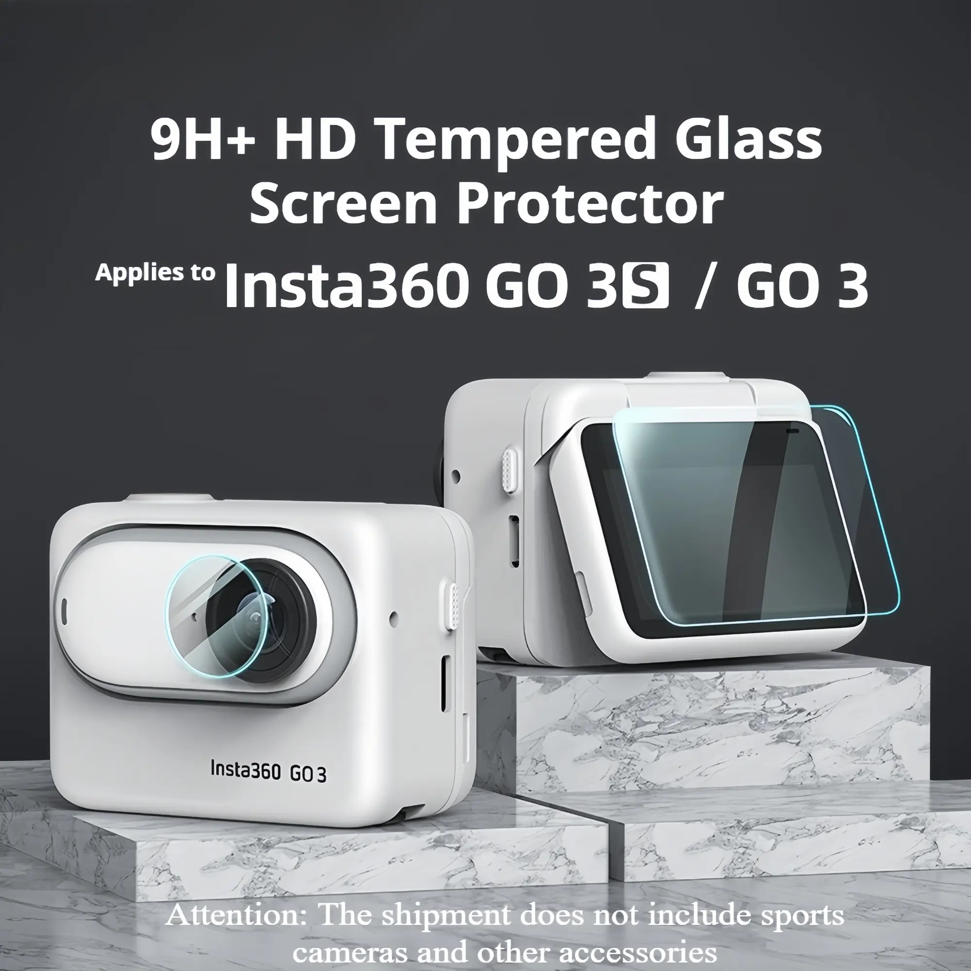 Insta360 Go 3s Go 3 Screen Tempered Glass Protector Cover, High Transparency, Anti-Scratch Portable Photography Accessory, Durable Protective Film for Sports Cameras