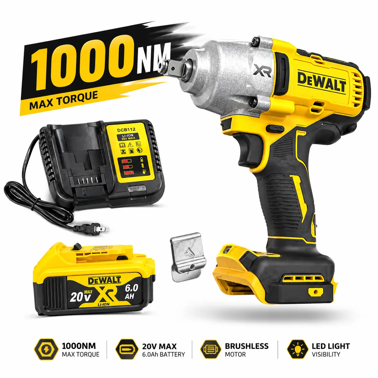 DEWALT DCF900 20V Brushless 1/2" Hog Ring Anvil High Torque Impact Wrench, Professional Work Tool, Cordless Power Tool, Work Tools