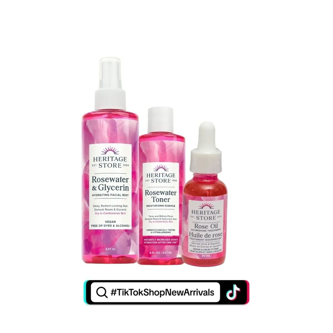 Winter Skin Reset Stack - Rosewater & Glycerin, Rosewater Toner, Rose Oil