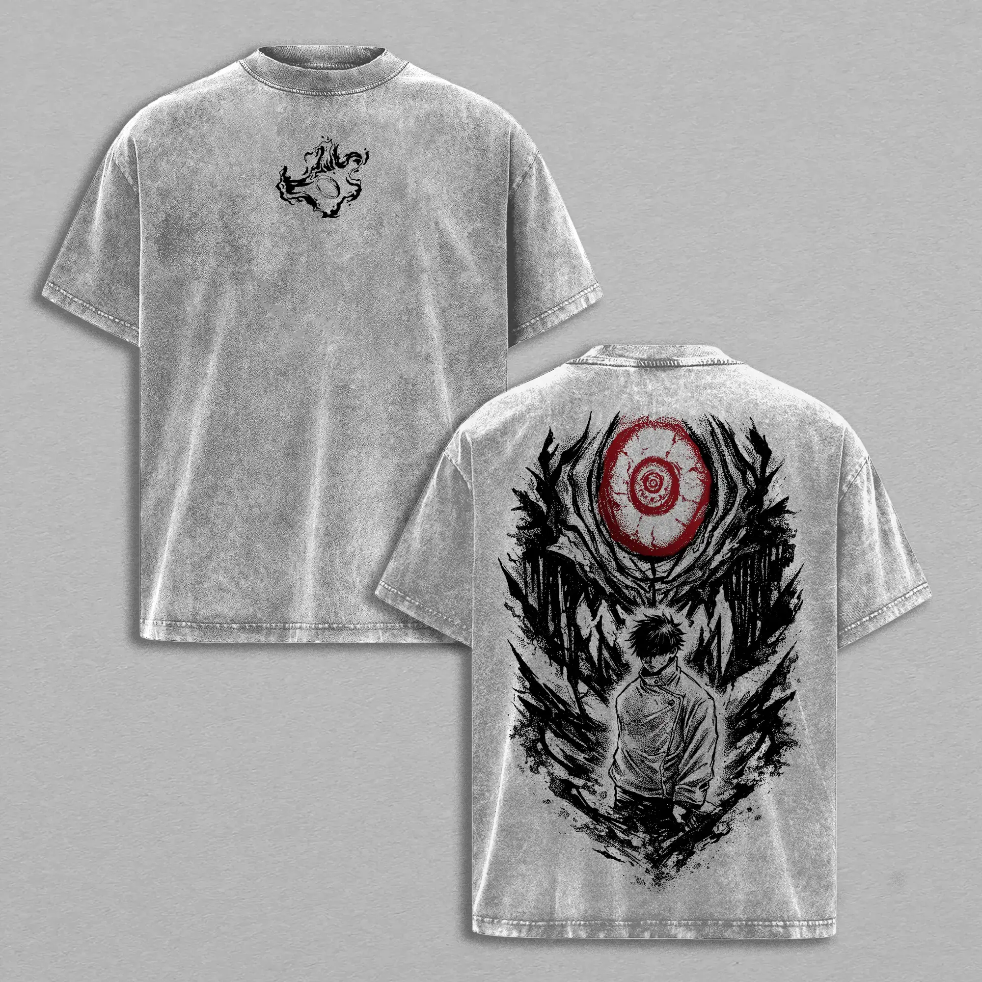 Men's Loose-Fitting Short-Sleeve Round Neck Graphic Tshirt - ShinobiCore Jujutsu Kaisen Yuta Okkotsu Sword, Vintage Wash, Heavyweight Soft Cotton, Cursed Energy Graphic, Casual Anime Streetwear Retro Menswear Top, Graphic T Shirts