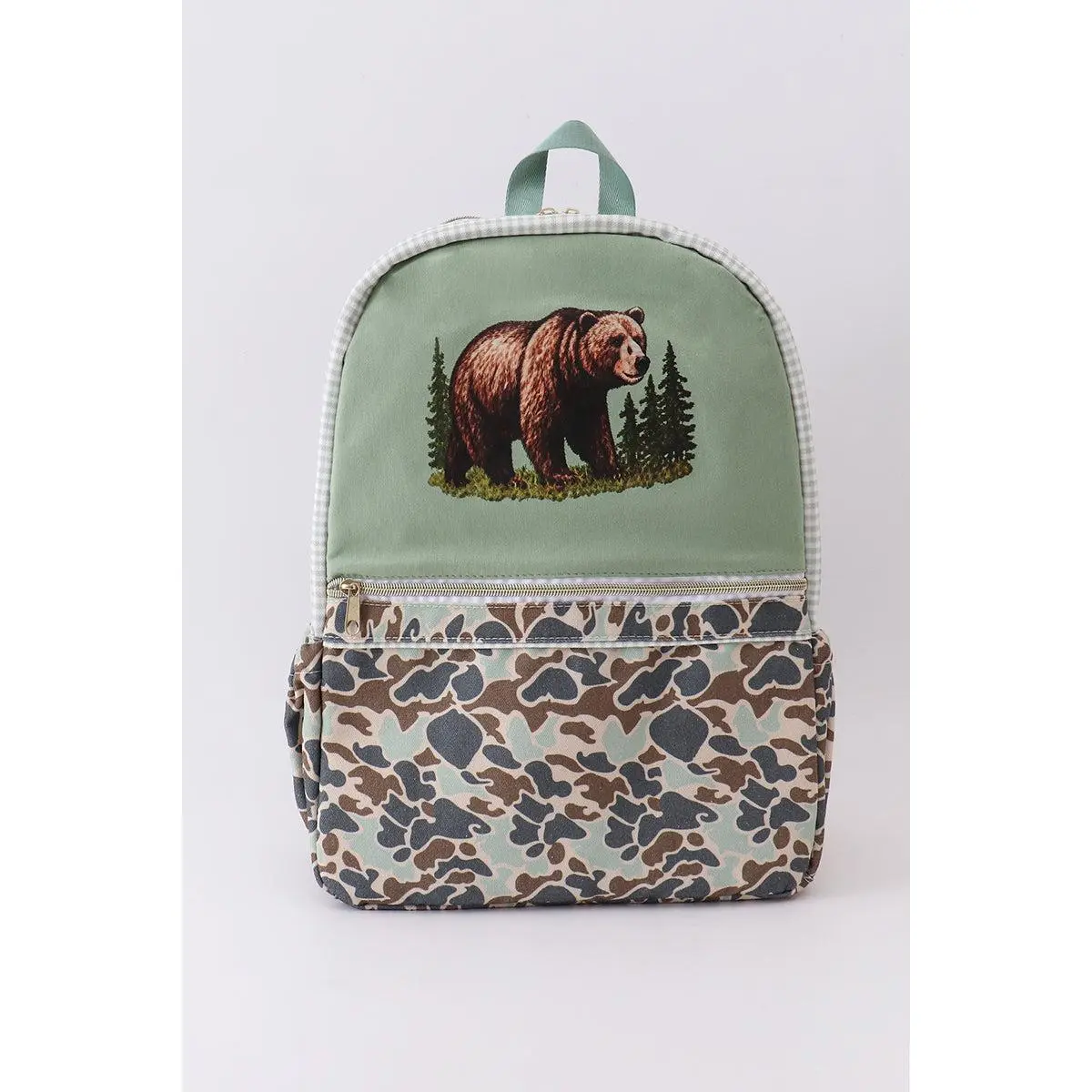Camouflage bear print backpack