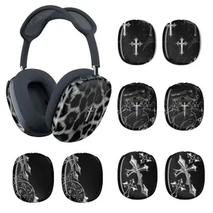 Gothic Cross Leopard AirPods Max Case, Dark Aesthetic Black & White Cheetah Protective Shell, Headphone Accessories