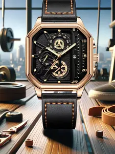 Men's Classic Business Square Dial Analog Quartz Watch, Fashion All-match Pu Leather Strap Wristwatch, Thoughtful Gift for Birthday for Men, with Box, National Day Offers