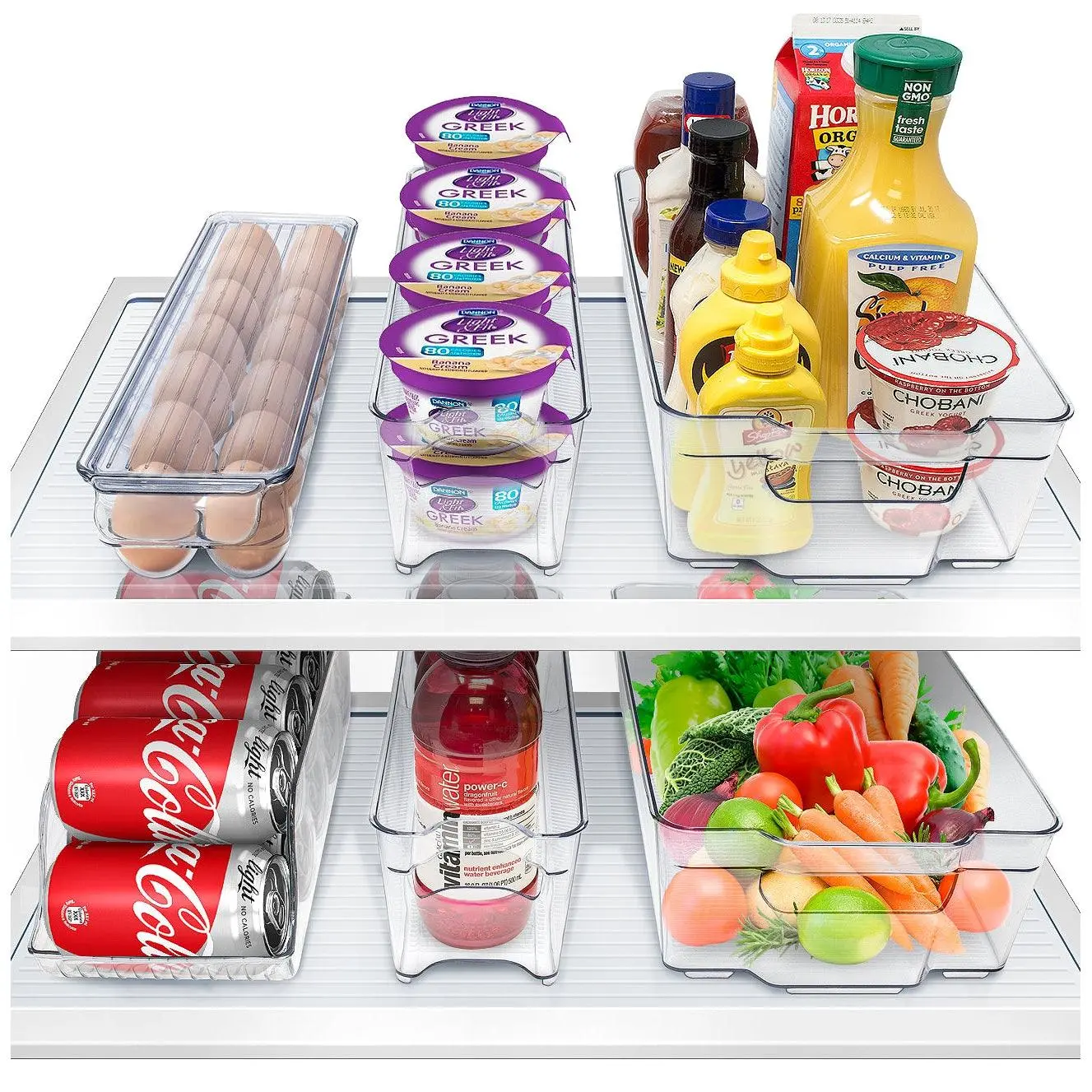 6-Piece Refrigerator & Freezer Storage Organizer Bin Set, Plastic Can Holder Storage Bins with Lids, Refrigerator Accessories for Kitchen Organization Ideas, All Purpose Storage Bins With Lids