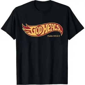 “God Heals Hot Wheels Style Tee | Psalm 103:2-5 Christian Graphic Shirt”