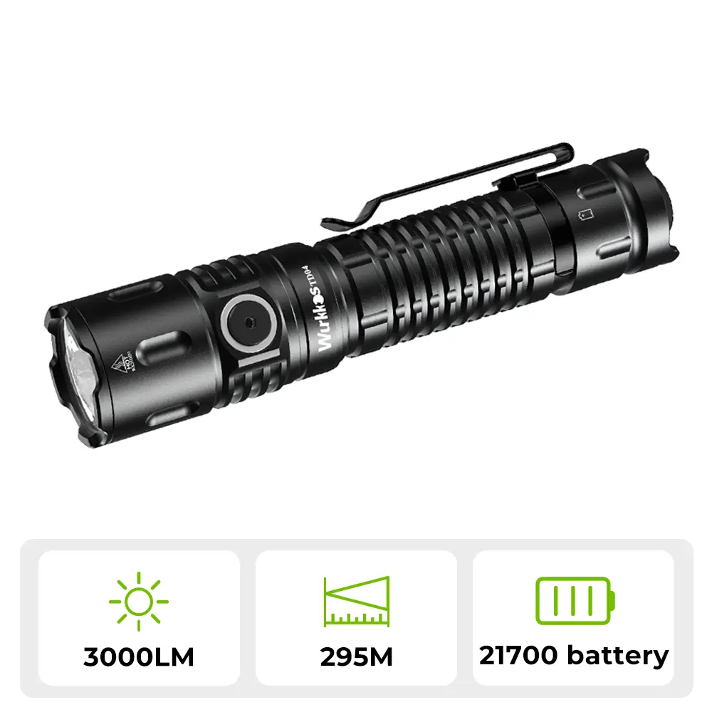 Wurkkos TD04 Tactical Flashlight 21700 5000mah Rechargeable Two Mode Group XHP50D HI Flashlight USB-C 3000 Lm Long-lasting Runtime Torch IP68 Waterproof EDC Tail Switch
