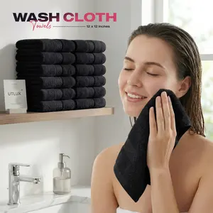 12-Pack Premium Cotton Washcloths  Soft & Absorbent 12x12 Towels for Face, Spa, Gym & Bathroom