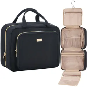 NISHEL Large Size Toiletry Bag for Women, Travel Essentials Organizer, Hanging Makeup Case for Accessories, Cosmetics, Toiletries