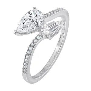 Diamonique 2.10 cttw Bypass Ring, Sterling Silver