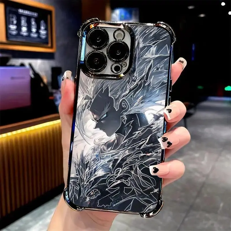 Cool Anime Goku Character Phone Case Featuring a transparent soft back with excellent drop protection. Compatible with iPhone 17 Air, 16, 15, 14, 13, 12, 11 Pro Max Plus and Samsung Galaxy S25, S24, S23, S22 series