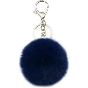 Faux Rabbit Fur Ball Pom Pom Keychain for Car Key Ring Phone Handbag Charm Tote Pendant