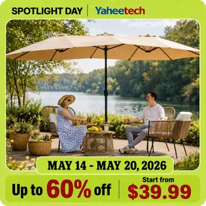 Yaheetech Massive 15/13ft Double-Sided Patio Umbrella | Heavy Duty & 2 Sandbags Included, Easy Crank for Garden Pool and Lawn