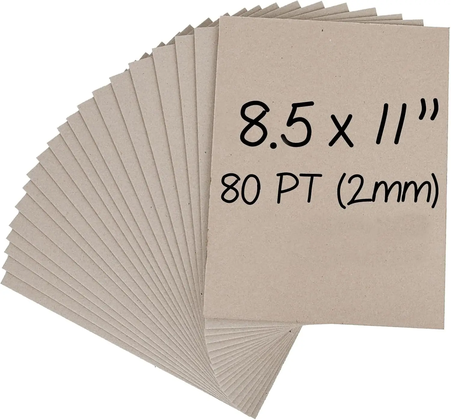 Heavy-Duty Chipboard Sheets 8.5 x 11 in, 80 PT (2mm) Thick, Acid Free | 20 Sheets of Chip Board for Binding Covers, Book Boards, Backing and Crafts, Sturdy Alternative to Thin Cardboard Sheets