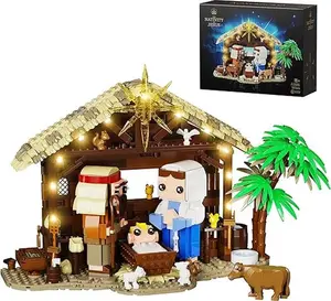 Jesus Building Block Set, The Nativity Set Building Toy of Faith Series,Jesus Figures with LED Light, Easter, Christian Gift for Adults and Kids (1000 PCS)