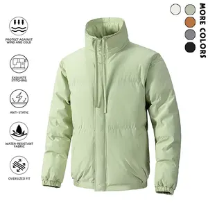 Men's Thick Winter Jacket, Windproof Warm Green Stand Collar Coat, Cold-Resistant for Skiing & Arctic Travel, Machine Washable Outdoor Gear, Suitable for Outdoor Enthusiasts Menswear Tops