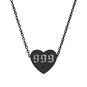 999 Angel Number Heart Necklace – Release & Rebirth Necklace in 4 Luxe Finishes