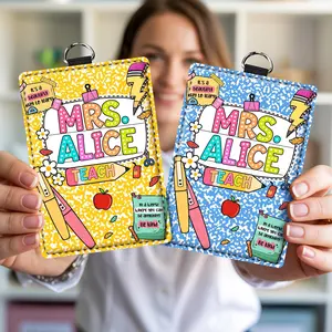 Custom Teacher ID Badge Holder, Composition Book Teacher ID Holder, Groovy Badge Holder, Teacher Lanyard Accessories, Back To School Gift