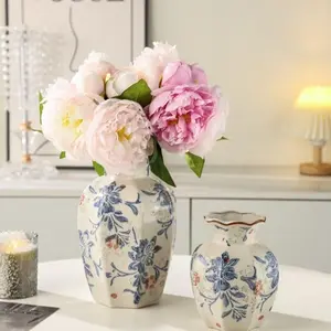 New Traditional Style Vintage Blue and Porcelain Vase, Flower Vase, Floral Arrangement Decorative Piece, Ideal for Home Décor, Parties, and Gifts, Home Decor Accessory