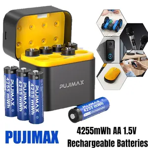 8 pcs High Capacity 4255mWh 1.5V AA Rechargeable Lithium Batteries With FAST Charger