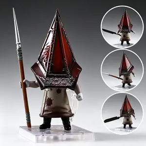 #2572 Silent Hill 2 Remake Red Pyramid Head Chibi Screen-Accurate Action Figure, Poseable Joints, Spear & Great Knife, Horror Game Collectible Toy with Display Stand, Screen-Accurate Action Figures