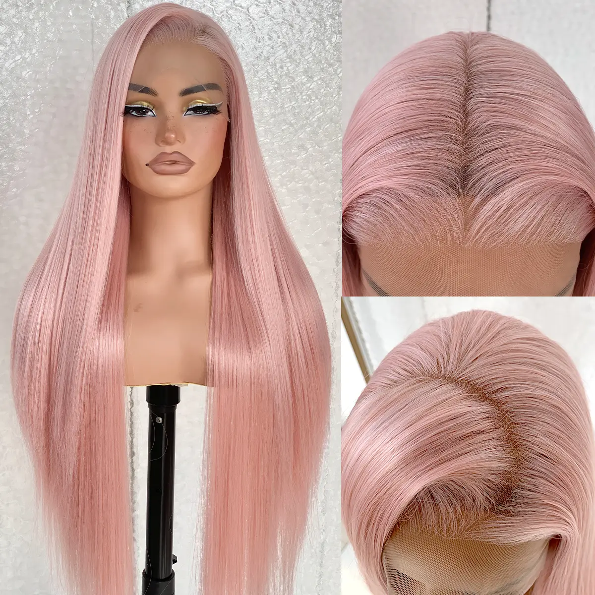 LOVSOUL 13x6 Lace Frontal Wigs HD Glueless Synthetic Straight Lace Front Wig Pre-Plucked, Ready to Wear Similar Human Hair 200 Density, 32inch Women Girls