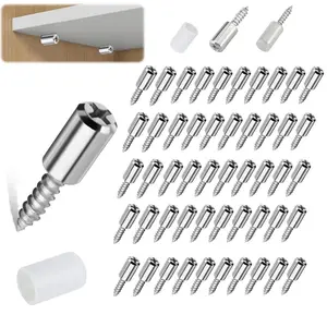 30Pcs Self-Tapping Screws for Cabinets - Non-Slip Sleeve Shelf Pins, Laminate Fixed Support Pegs for Kitchen Utensils, Bookcases, Wardrobes, Hardware