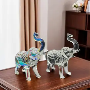 1pc Crystal Clear Elephant Ornament, Statue Art Craft, For Bookshelf Home Living Room Office Cabinet Decor, Tabletop Entryway Valentine Christmas New Year Gifts