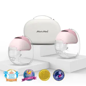 MomMed Hands Free S21 Pro Wearable Breast Pumps With Carry Case, 24mm Breastfeeding Pump, Breast Milk Pump, Electric Breast Pump With Strong Suction, Low Noise &LED Display, Full In Bra Portable Electric Breast Pump, Nursing Feeding Care