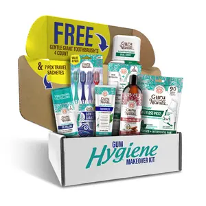 Gum Hygiene Makeover Kit Oral Brightening - Toothpaste, Oil Pulling, Mouthwash, Toothbrush, Floss