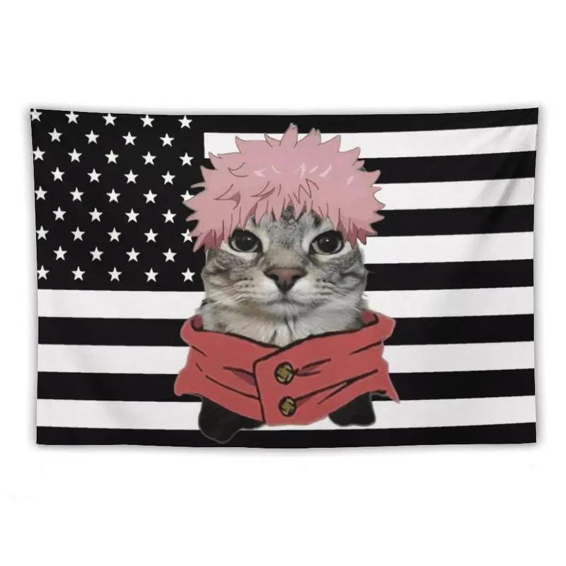 Tapestry  Black USA America Flag Tapestry - Anime Funny Room Merch - Backdrop Tapestry Jujutsu Kaisen Aesthetic Decor Decoration Decorative Cotton