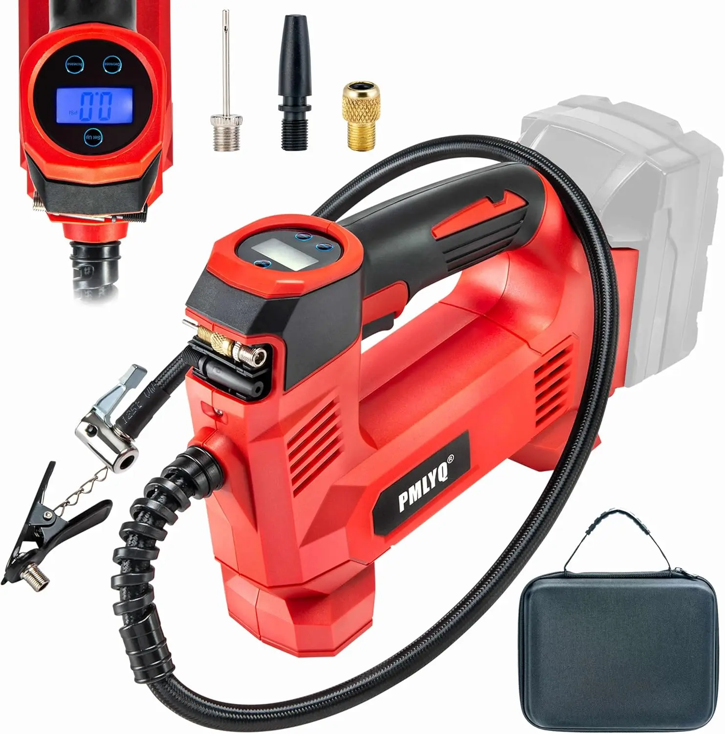 Cordless Tire Inflator for Milwaukee M18 Battery,Lithium Car Air Pump, Portable LED Handheld Air Pump with Digital Pressure Gauge for Car tires, Motorcycle,Bicycle, Ball(Tool Only, NO Battery)