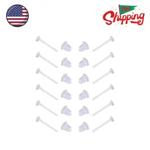 Clear Earrings for Sports/Work,3mm Plastic Earrings for Sensitive Ears (100 pieces/50 Pairs)