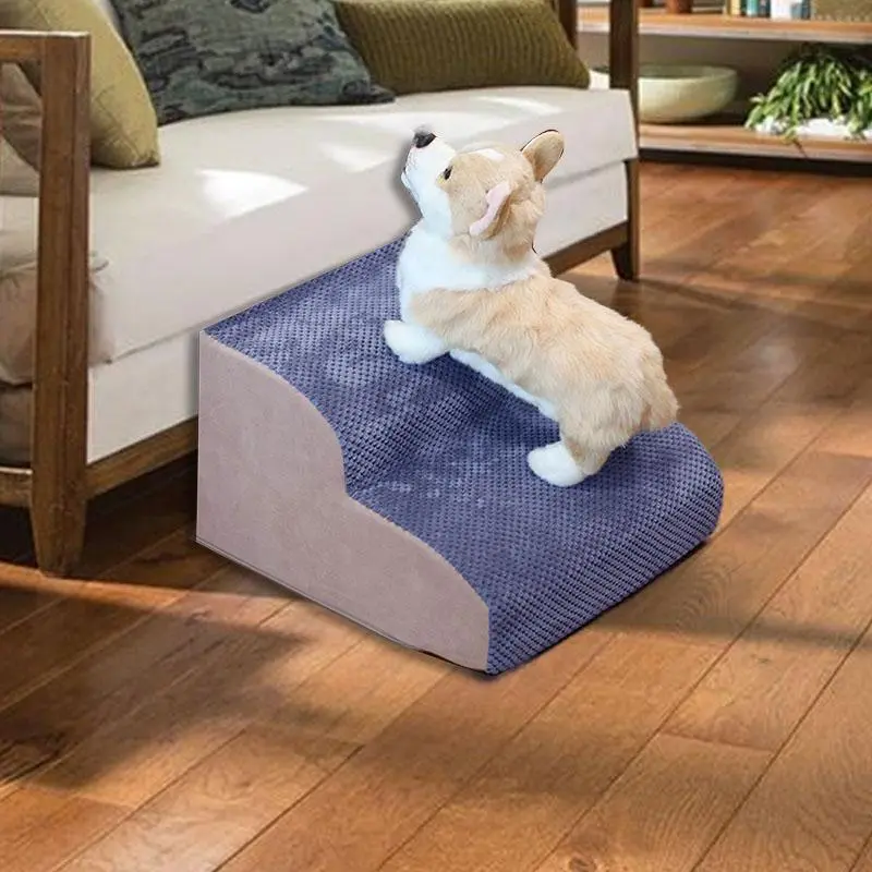 Dog Stairs for Small Dogs, 2 Levels Pet Stairs for Bed and Sofa, High-quality Elastic Sponge, Removable & Washable Cover, Dog Climbing Stairs, Ramp Stairs