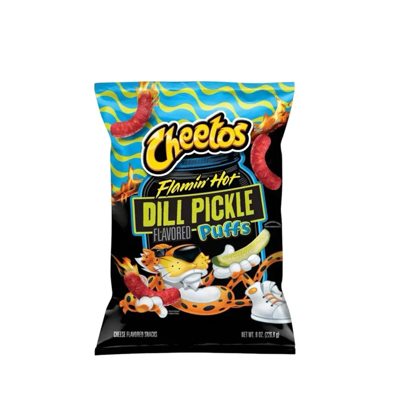 Cheetos Flamin' Hot Pickle Flavored Artificial Puffed Snacks - 1 Bag (8 oz) - Food, Popular Snacks, Trending Options