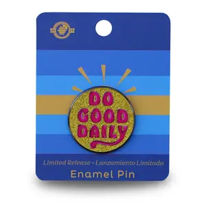 Do Good Daily Glitter Pin - Sunshine Yellow With Magnet