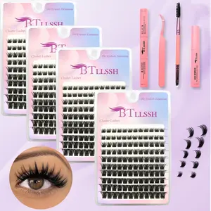 Lash Extension Kit DIY 480pcs Eyelash Extension Kit, 8-16mm Mix 30D 40D Curl Individual Lashes Kit with Lash Bond & Seal Remover Lash Tweezers Lash Brush for Self Use Cosmetic Makeup Tool