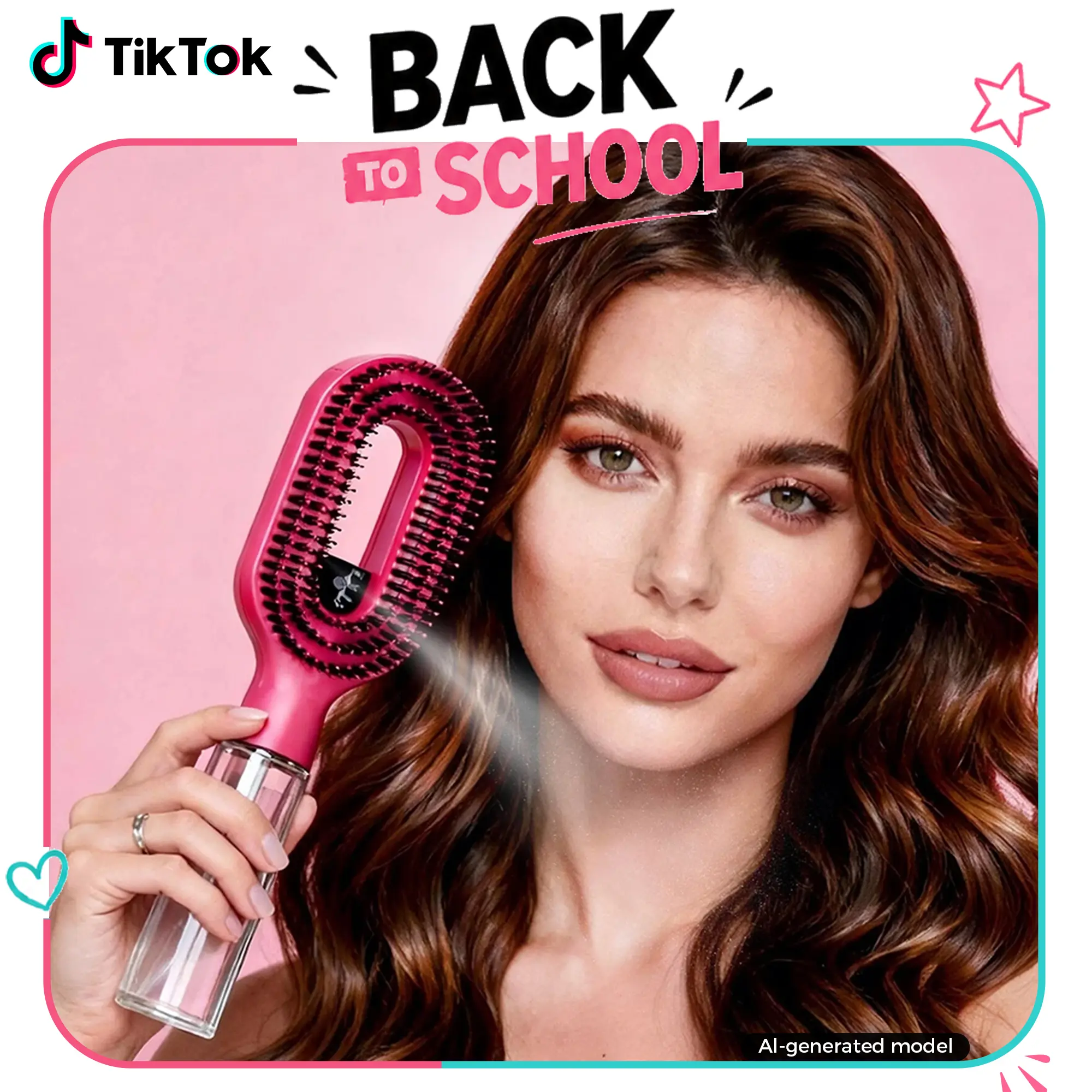 Labhairs 2-in-1 Press & Spray Detangling Hairbrush - Hydrating Anti-Frizz Tool with Built-In Dispenser, Waterproof Nylon Bristles for All Wet/Dry Hair, Portable Hot Pink Haircare Styling Brush, Built-In Nozzle, Dispenser Included sohochic
