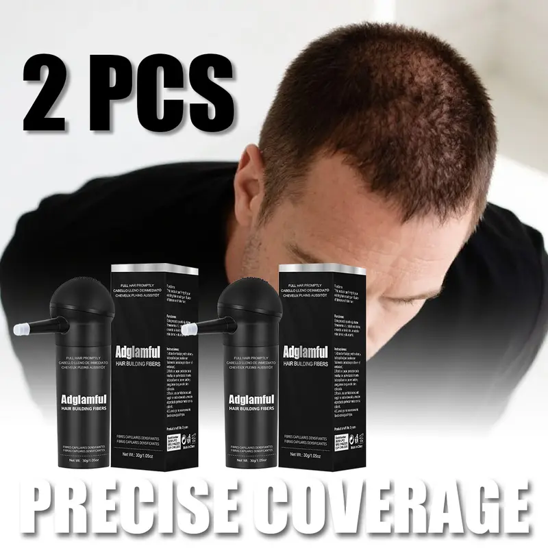 Adglamful 30g Boxed Kit Hair Powder – Quick Thickener for Thinning Hair, Natural Finish, Sweat-Wind-Waterproof, Root & Scalp Touch-Up, Carbon Black/Dark Options, 2-Pack Bundles Available
