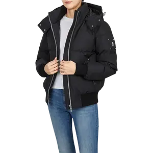 Women's MOOSE KNUCKLES Cloud Bomber Coat, Fitted Comfortable Everyday Tops, Black