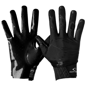 Cutters Rev Pro 5.0 Black Football Receiver Gloves - Air C-TACK Grip, Lightweight Design, All-Weather Performance, Machine Washable