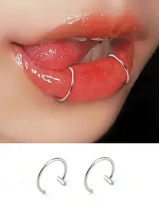2pcs Punk Style Non Piercing Lip Rings In Silver, Fashionable And Personalized Vintage Body Jewelry Adjustable Jewelry Lip Accessory Lip Adornment #Fashionweek#Fallfreshness#BlackFriday #Halloween #Christmas