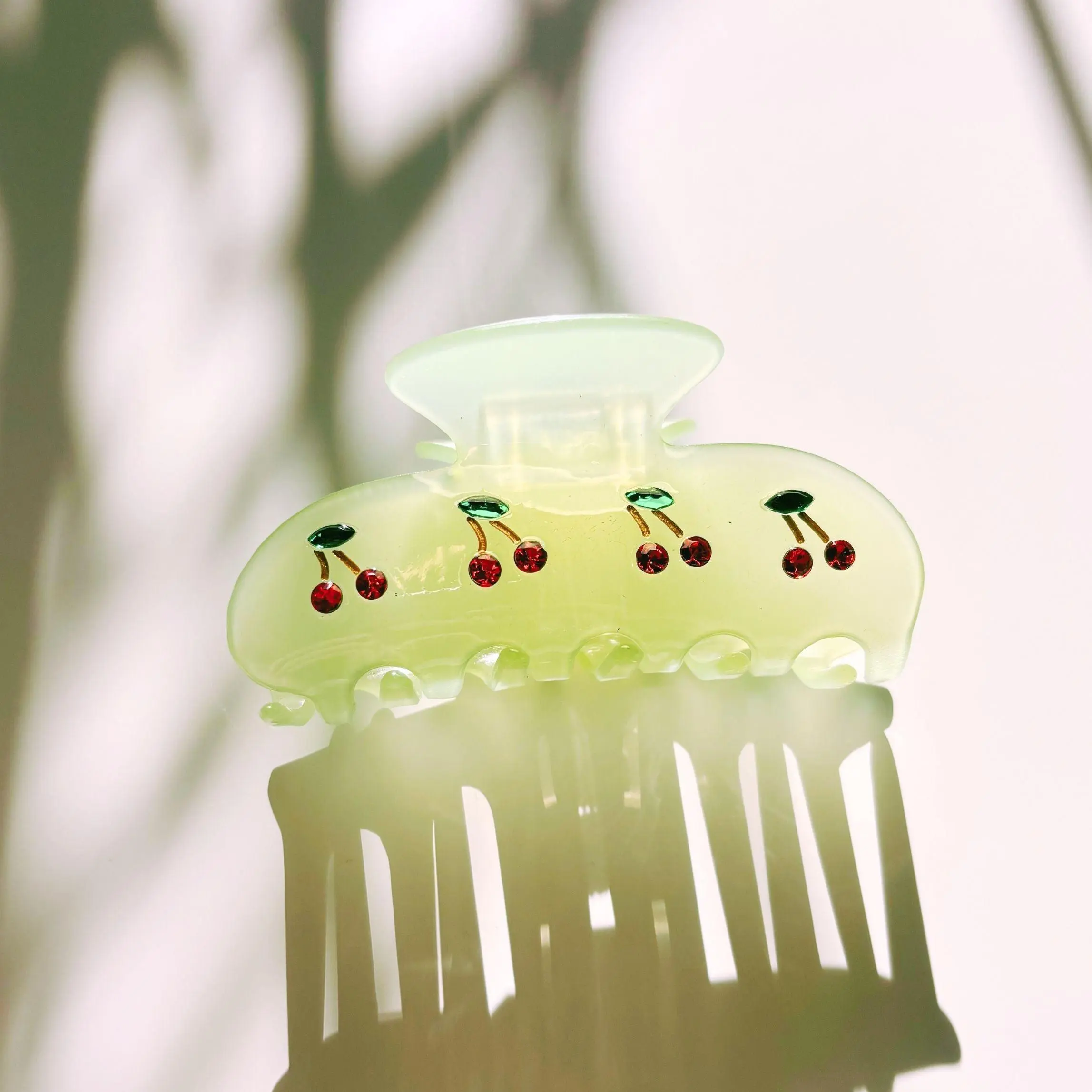 Velvet Claws Hair Clip Cherries in Mint Ice Claw Clip with Strong Hold Acetate Construction for Half Up Half Down Look