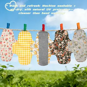 7pcs Reusable Washable Cloth Sanitary Pads, Sanitary Napkin with Wet Wipe Bag, Super Absorbent, Soft Comfort, Postpartum Must-Have, Heavy Incontinence Pad，Zero Waste/Period Positivity/First Period/Gym/Yoga /Postpartum Lochia，Reusable Period Pads