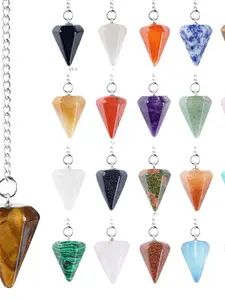 Natural Crystal Pendulum Pendant, Carved Stone Hexagonal Column Yoga Accessory, Adjustable Frequency Quartz Pendulum, Natural Healing Crystal, Boho Chic Crystal, Crystal Jewelry