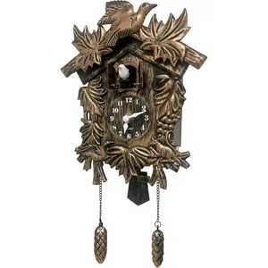 Chiming Cookoo Clock Brown Vintage Bird Flapping Cuckoo Clocks Volume Adjustable Coo Coo Clocks Wall Decoration Battery Operated Pendulum Cuckoo Clock for Home Living Room Office