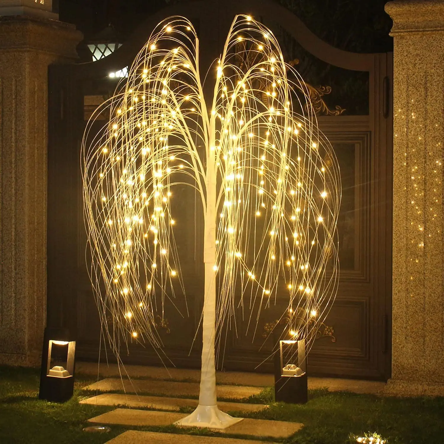 5FT LED Weeping Willow Tree Light, 4/6 Feet Birch Tree Lights, Artificial Maple Tree, Crystal Tree Lamp for Indoor & Outdoor Decor, Perfect for Weddings, Festivals, Home, Garden, and Party Decoration, Warm White Lights/RGB
