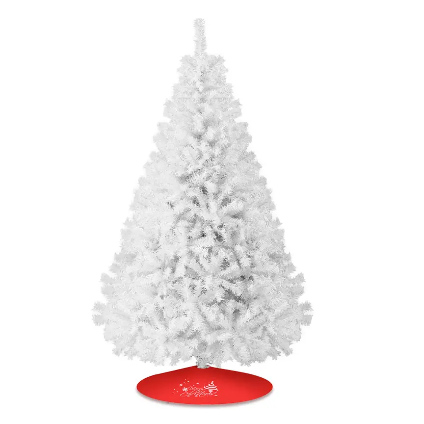 Premium Unlit White Artificial Christmas Tree (7ft-8ft) - Tapered, 1000 Tips, PVC Branches, Classic, Durable, Easy Install, Hinged Design, Sturdy Metal Floor Base, Quick Assembly, Realistic Indoor Decoration, Floor Standing Ornament, Room Decorations