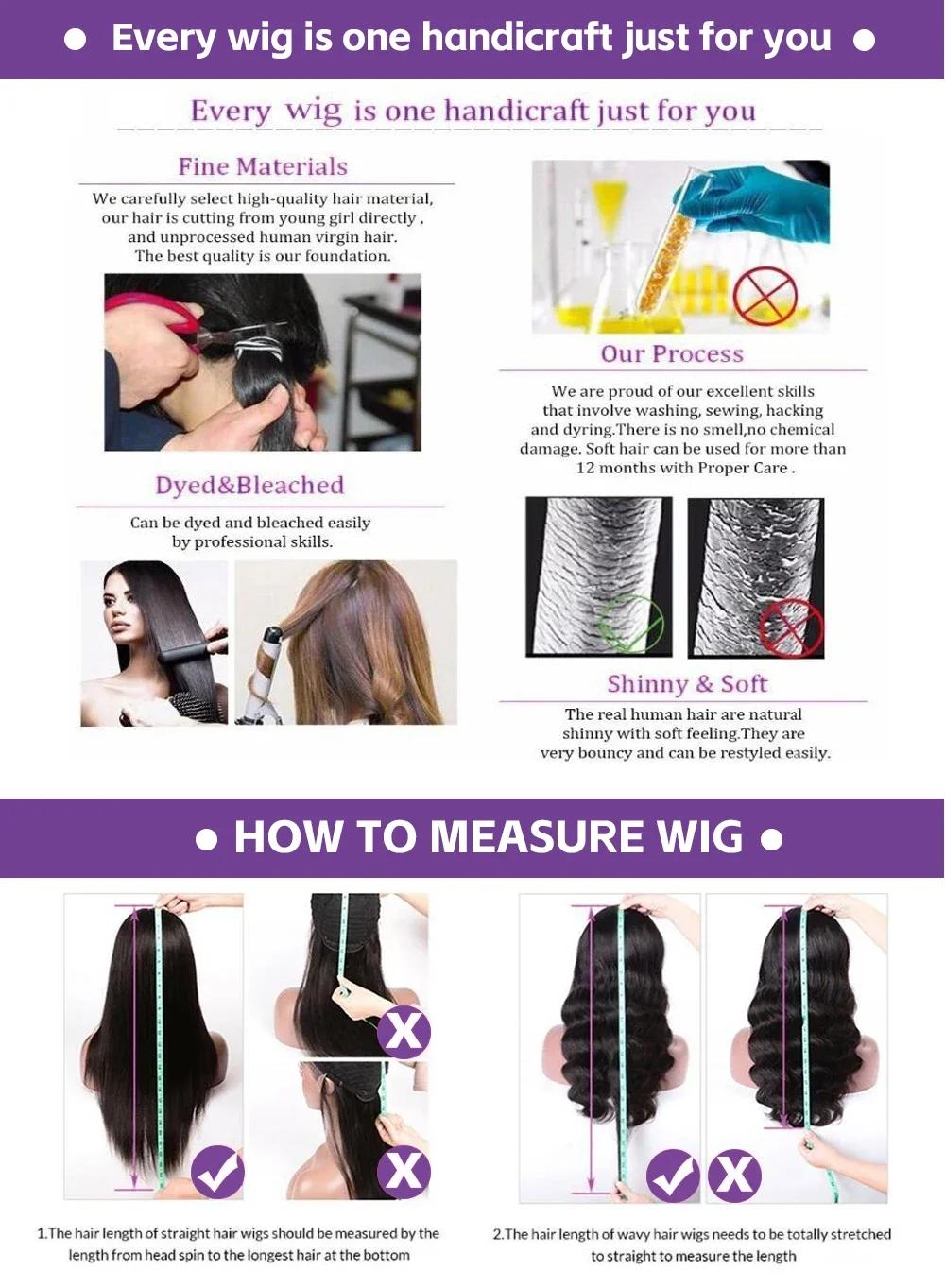 Straight Human Hair Wig 13x4 HD Transparent Lace Front Wigs Human Hair Glueless Human Hair Wigs for Women Brazilian Virgin Lace Frontal Wig 180% Density Pre Plucked Hairline with Baby Hair Black Color